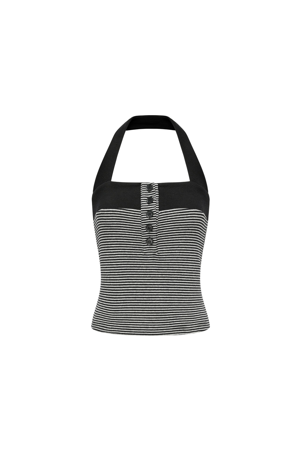 Collar buckle striped halter tank top