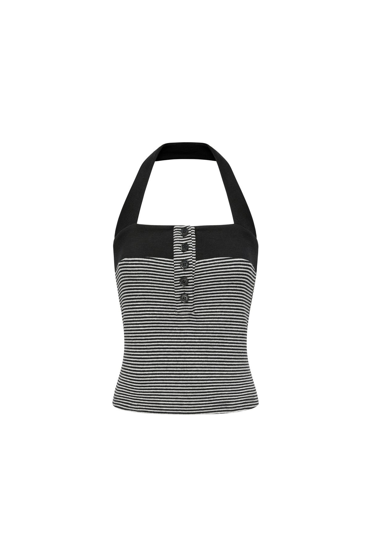 Collar buckle striped halter tank top