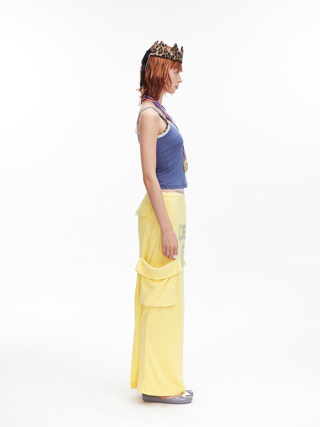 Yellow Terry Cotton Utility Skirt