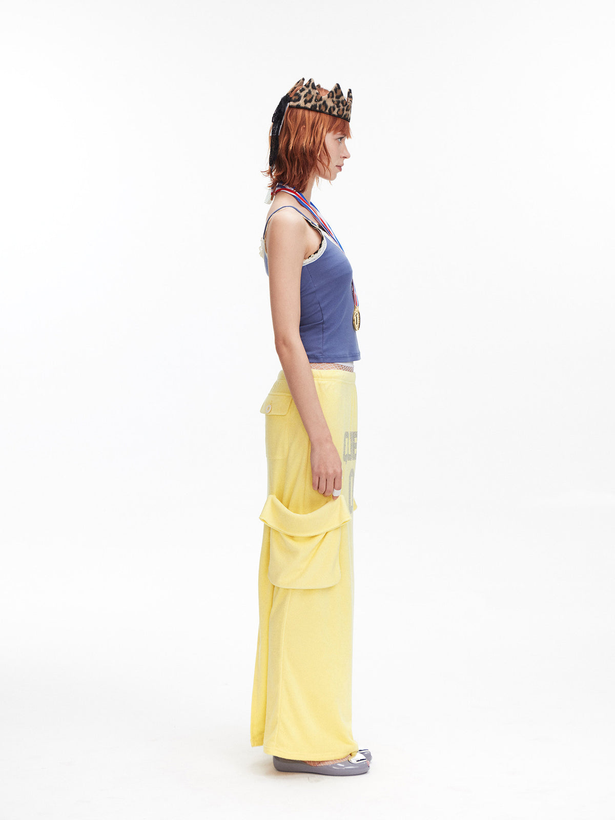 Yellow Terry Cotton Utility Skirt
