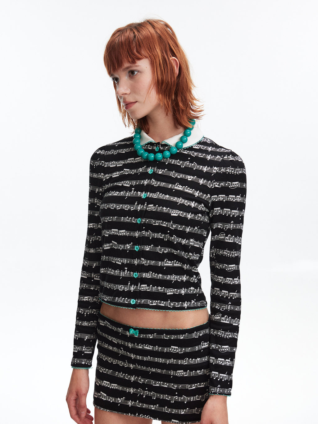 Note print cardigan