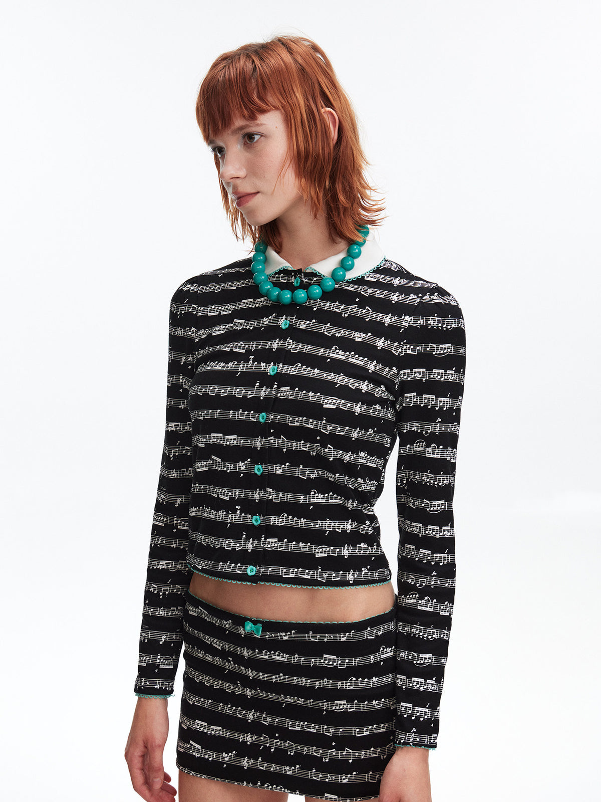 Note print cardigan