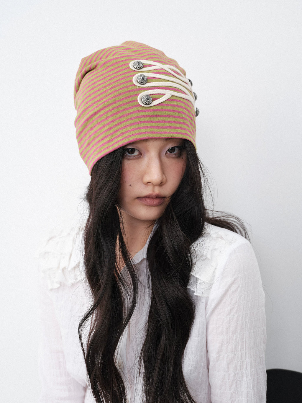 THELIGHT2026SS striped cold hat women's original retro pile hat orange medieval style spring and summer new model