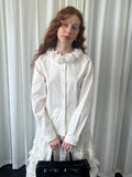 Flower deco collar shirt