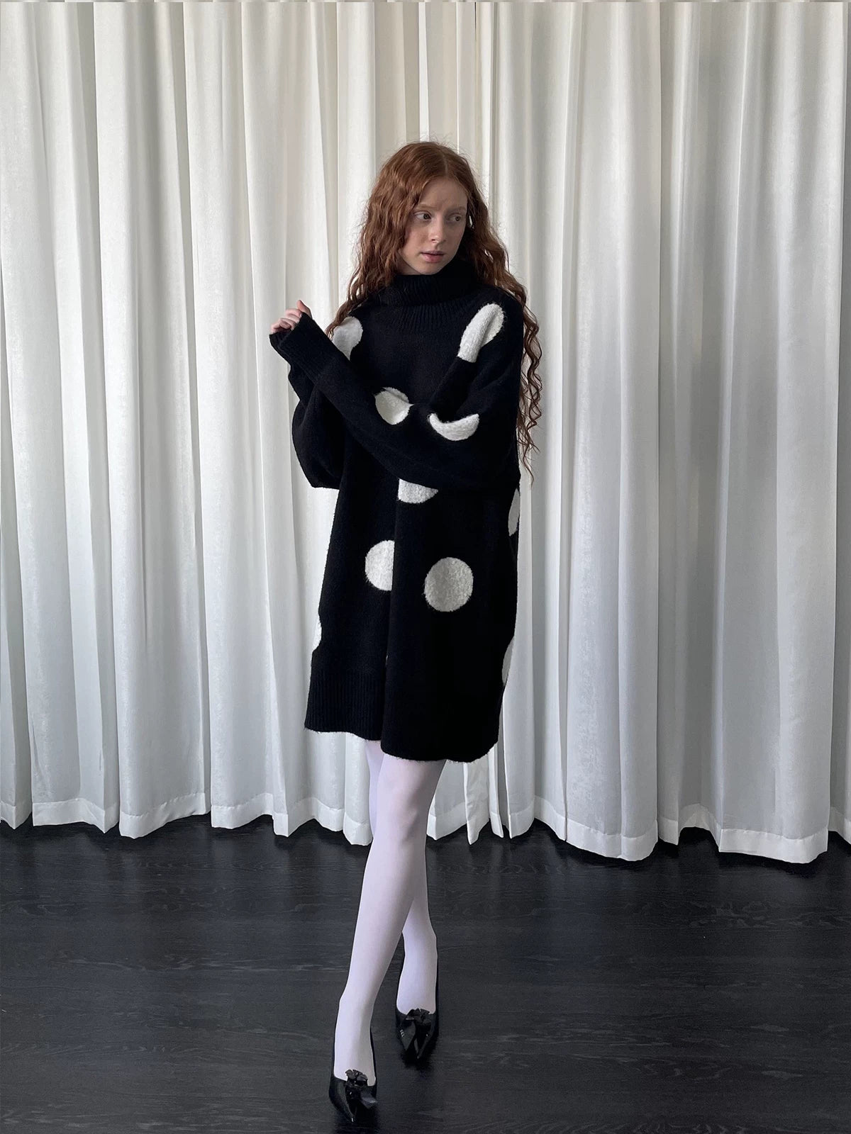 Polka dot long sweater / dress