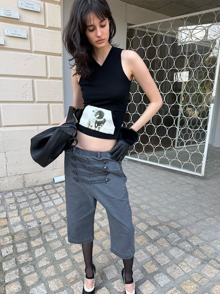 Napoleon washed gray shorts