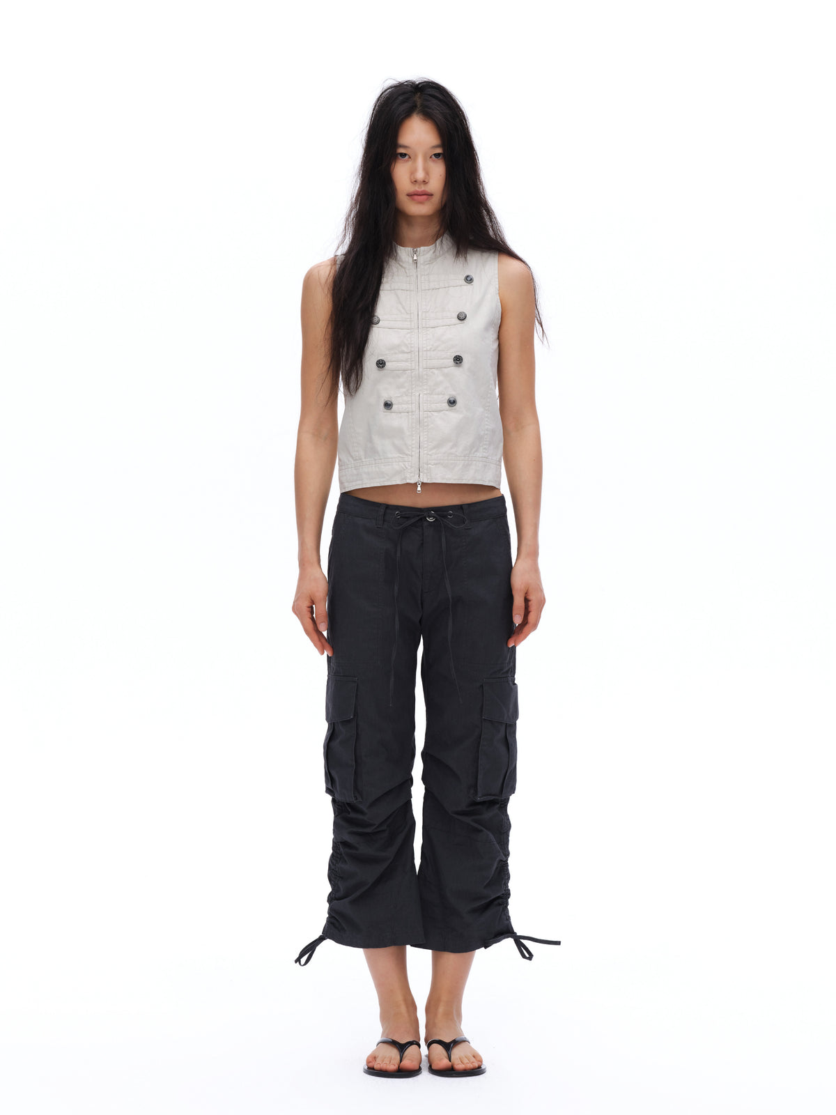 Low-Waist Pleated Pants