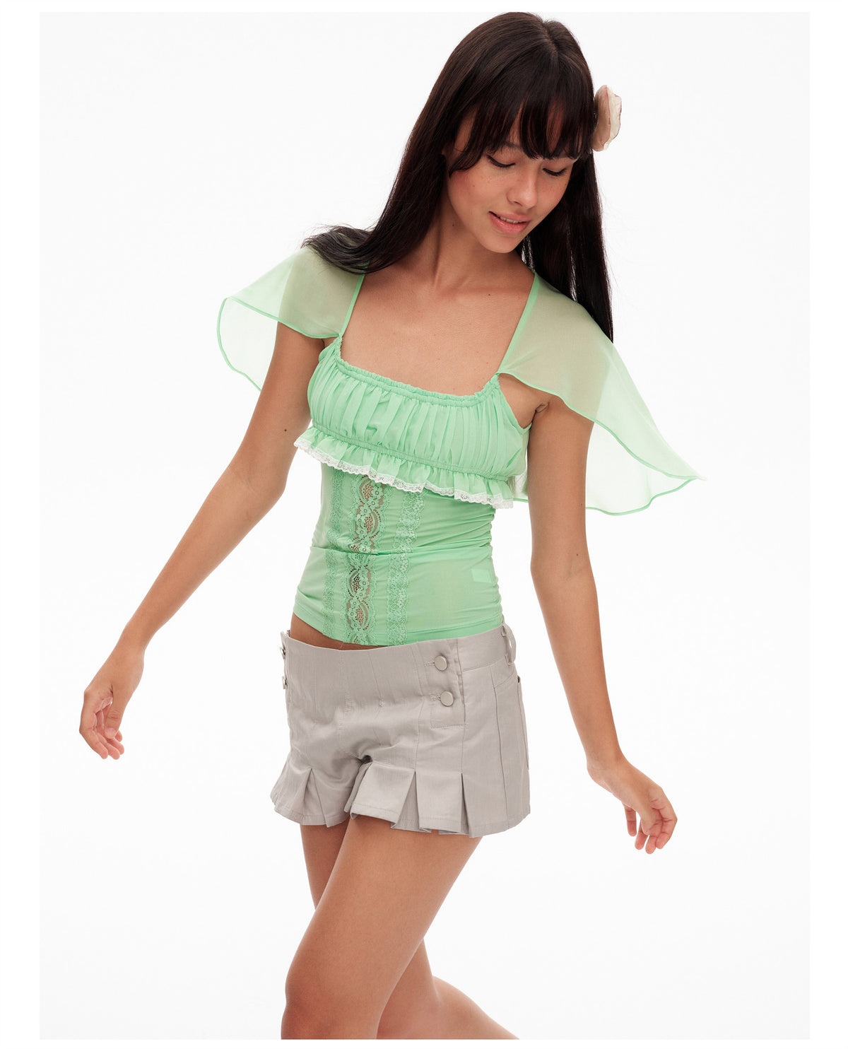 Lace Stitching Chiffon Top