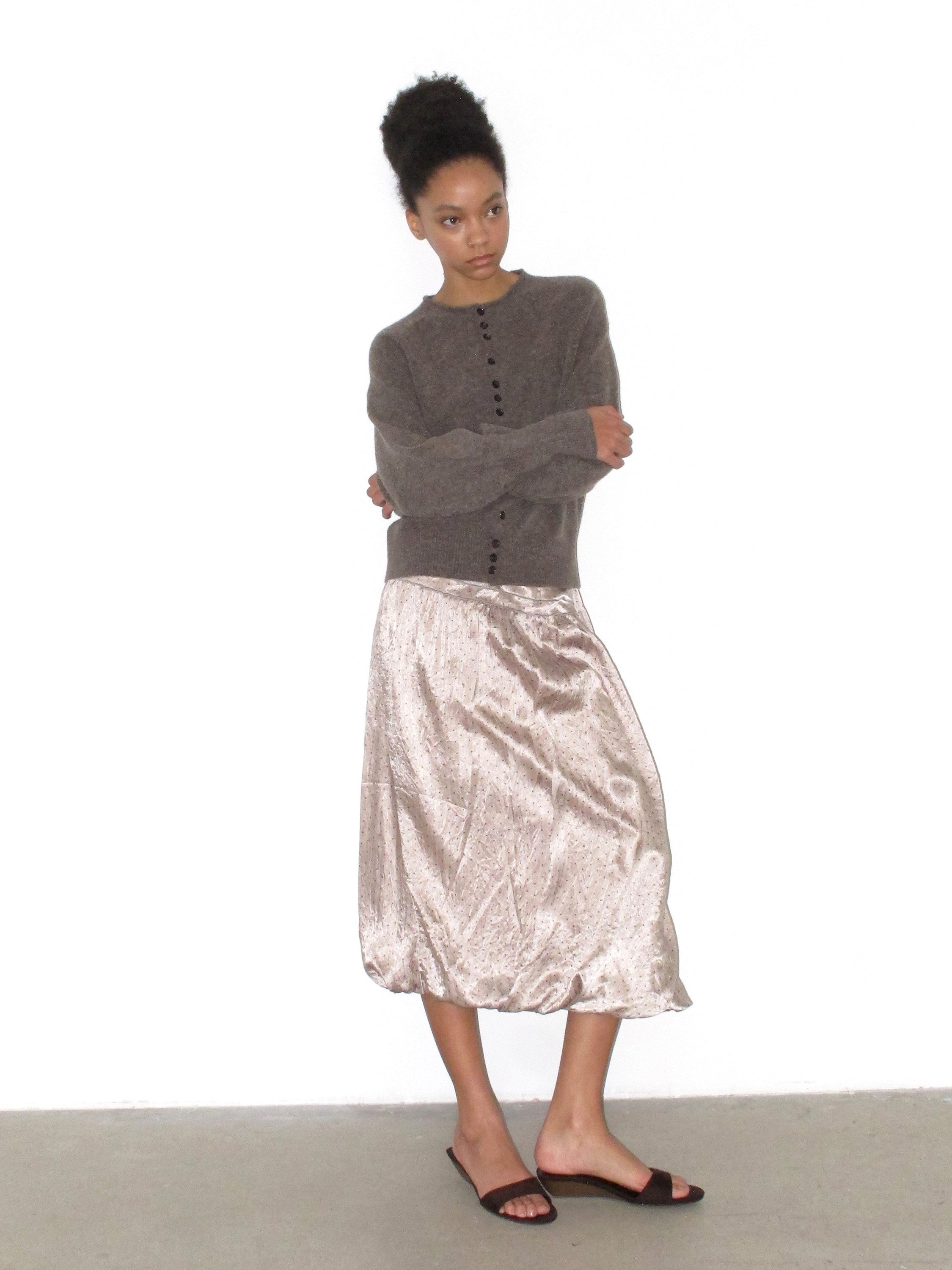 Glossy polka dot skirt