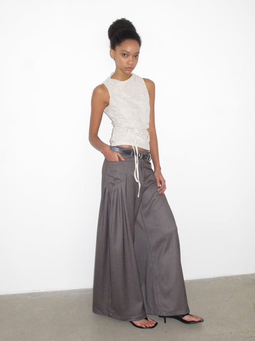A-line loose pleated trousers