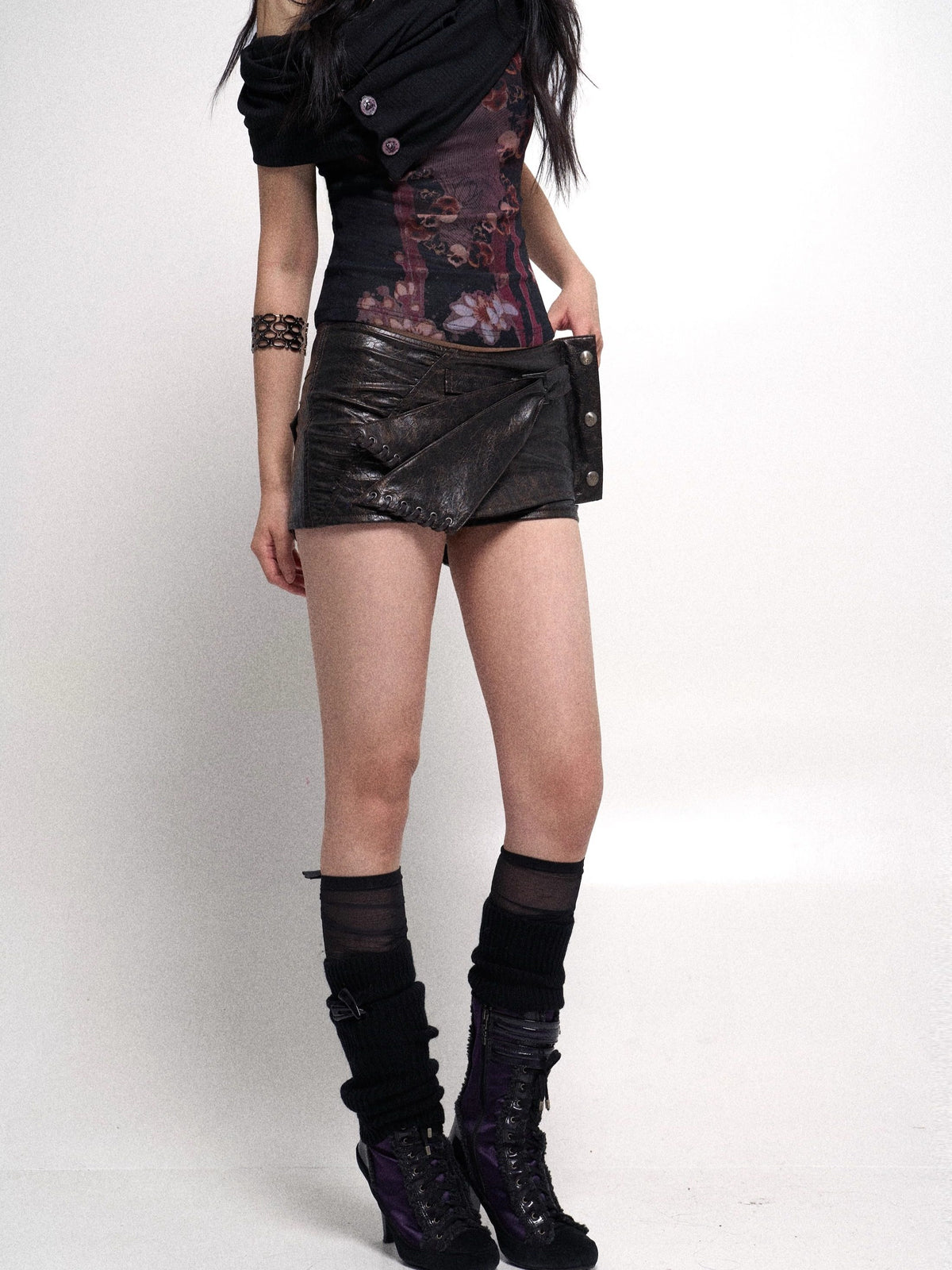 Faux Leather Mini Skort