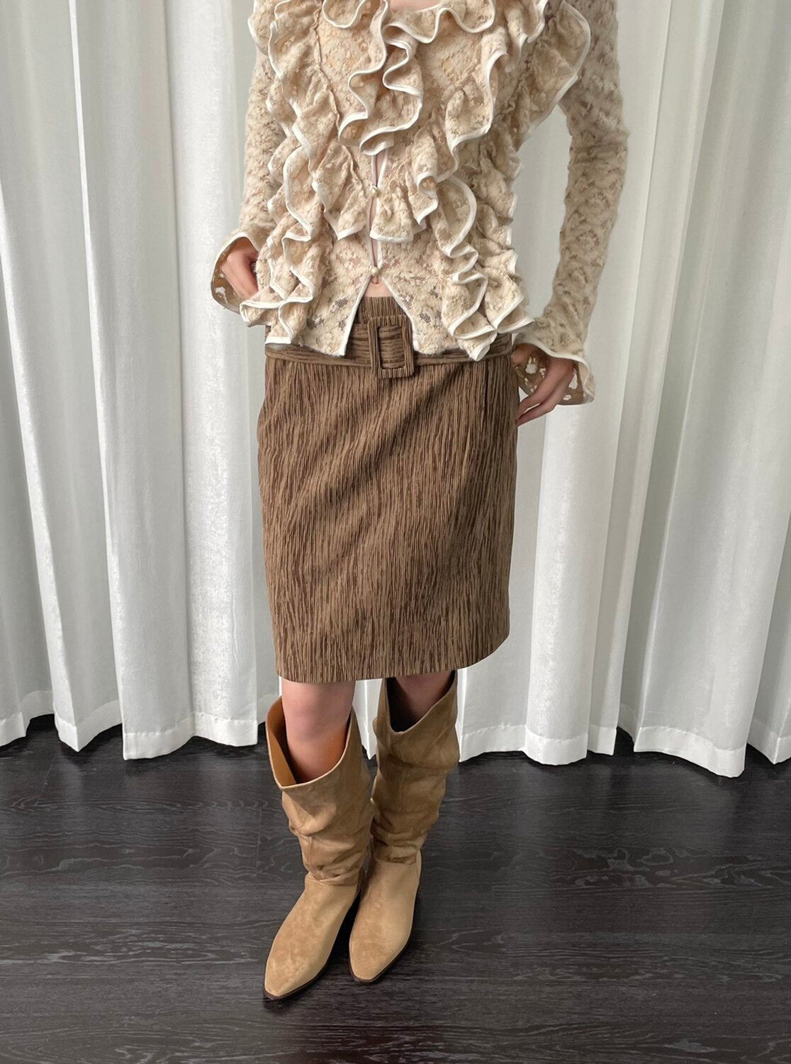 A-line skirt with a belt