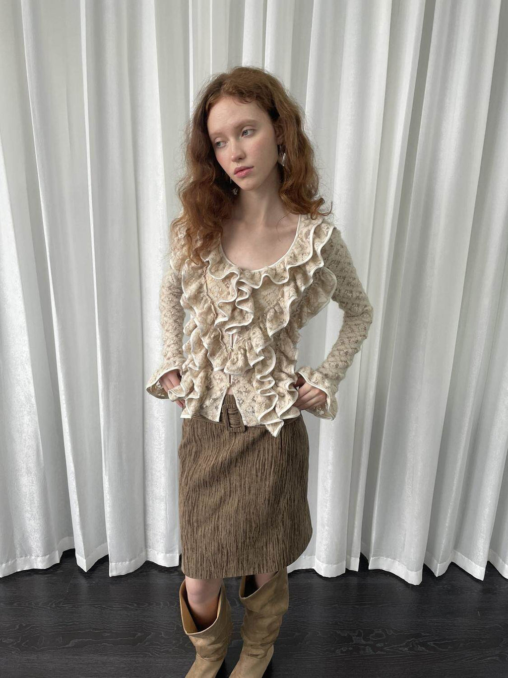 Multi-lace cardigan shirt