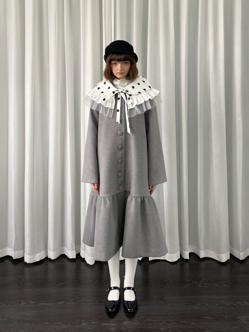 Three-layer lace polka dot collar