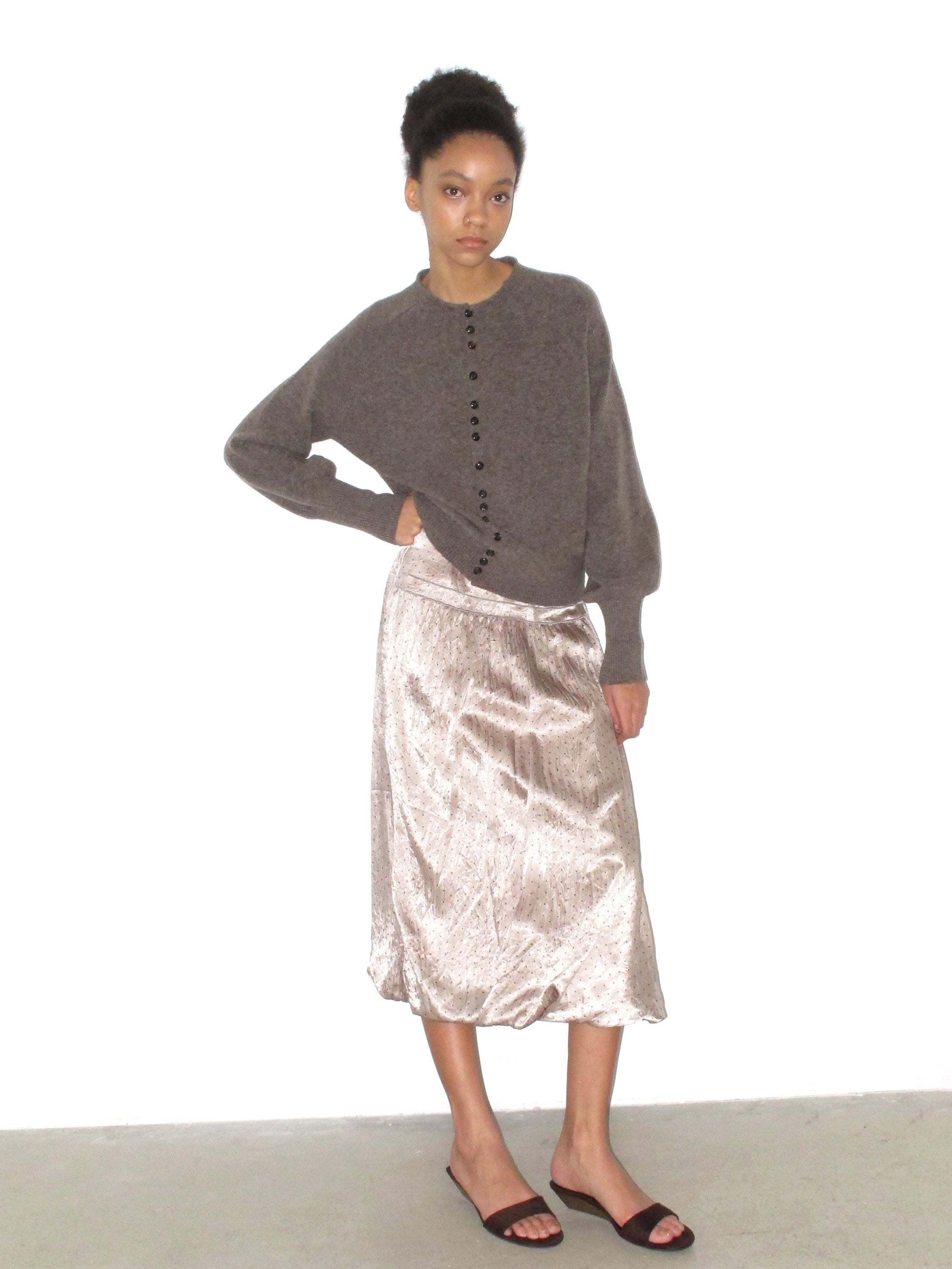 Glossy polka dot skirt