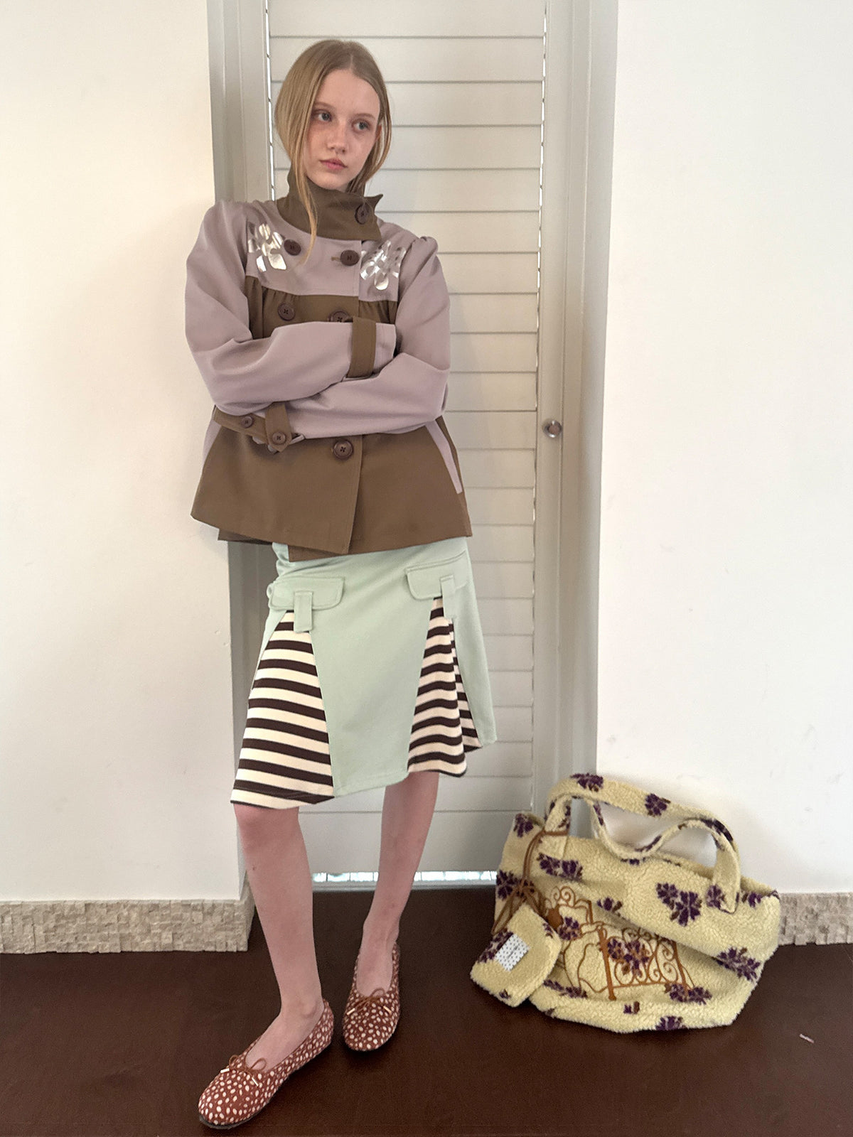 Striped lace casual skirt