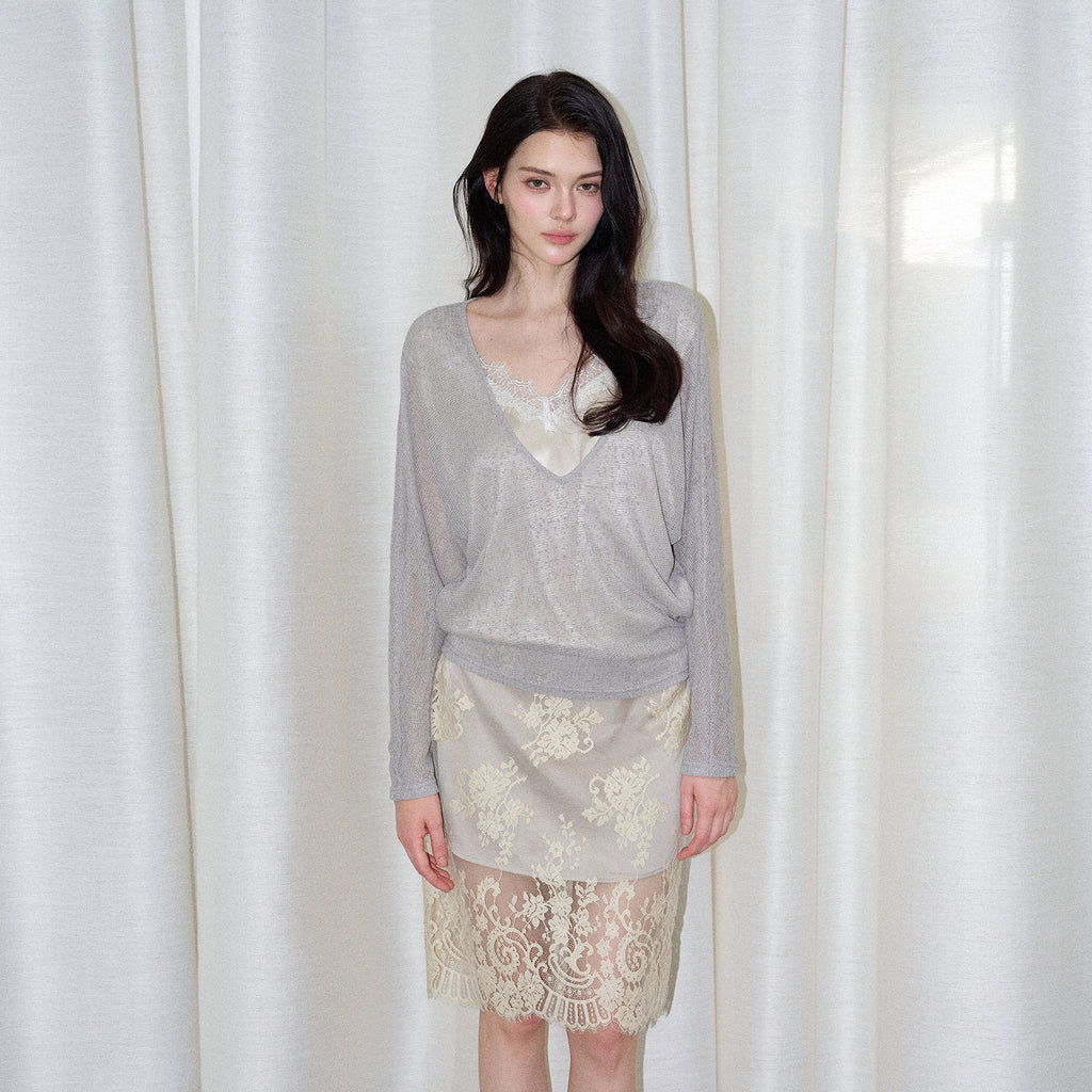 Lace Layered Long Sleeve Blouse