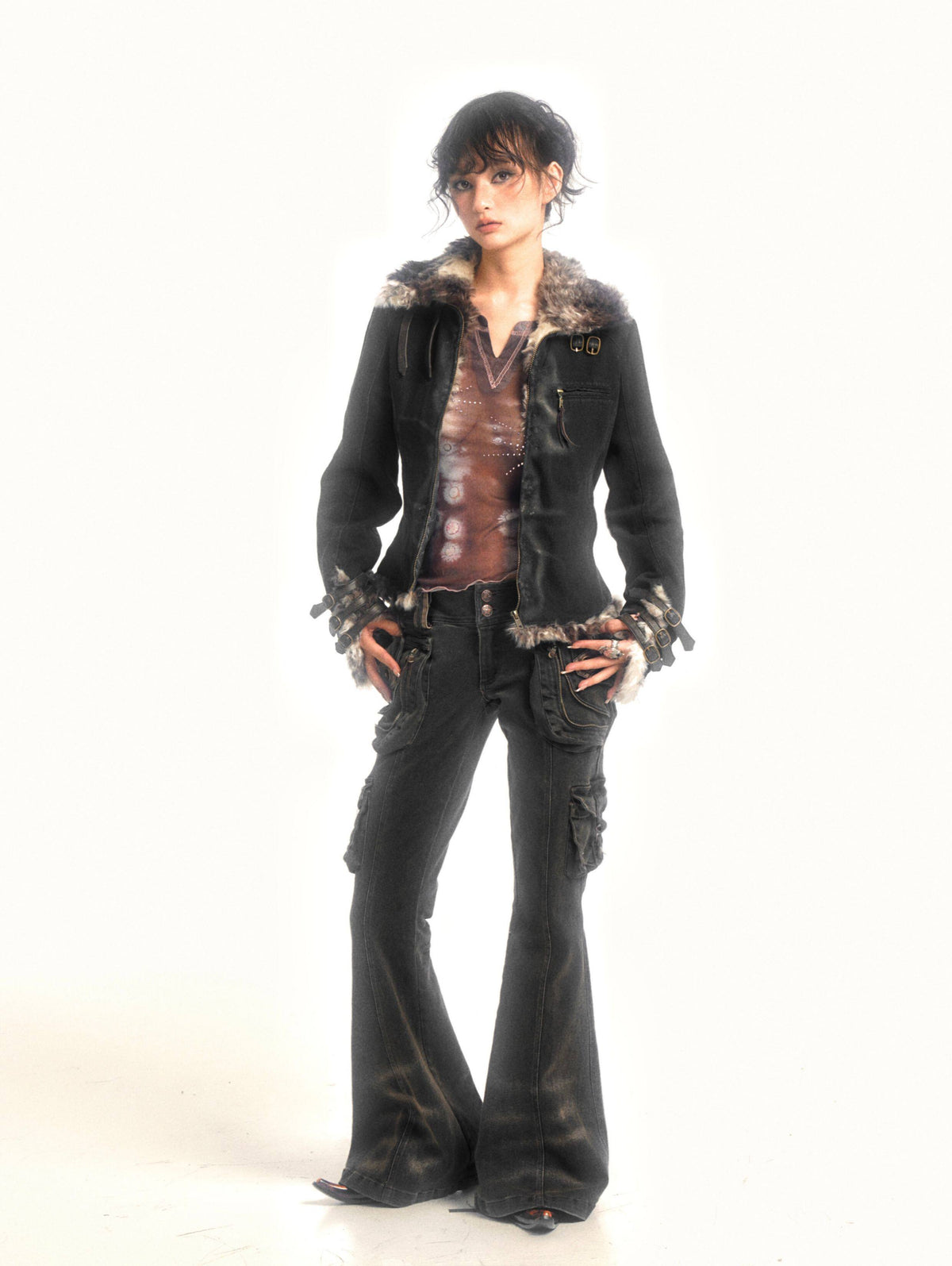 Cargo Pocket Flare Jeans