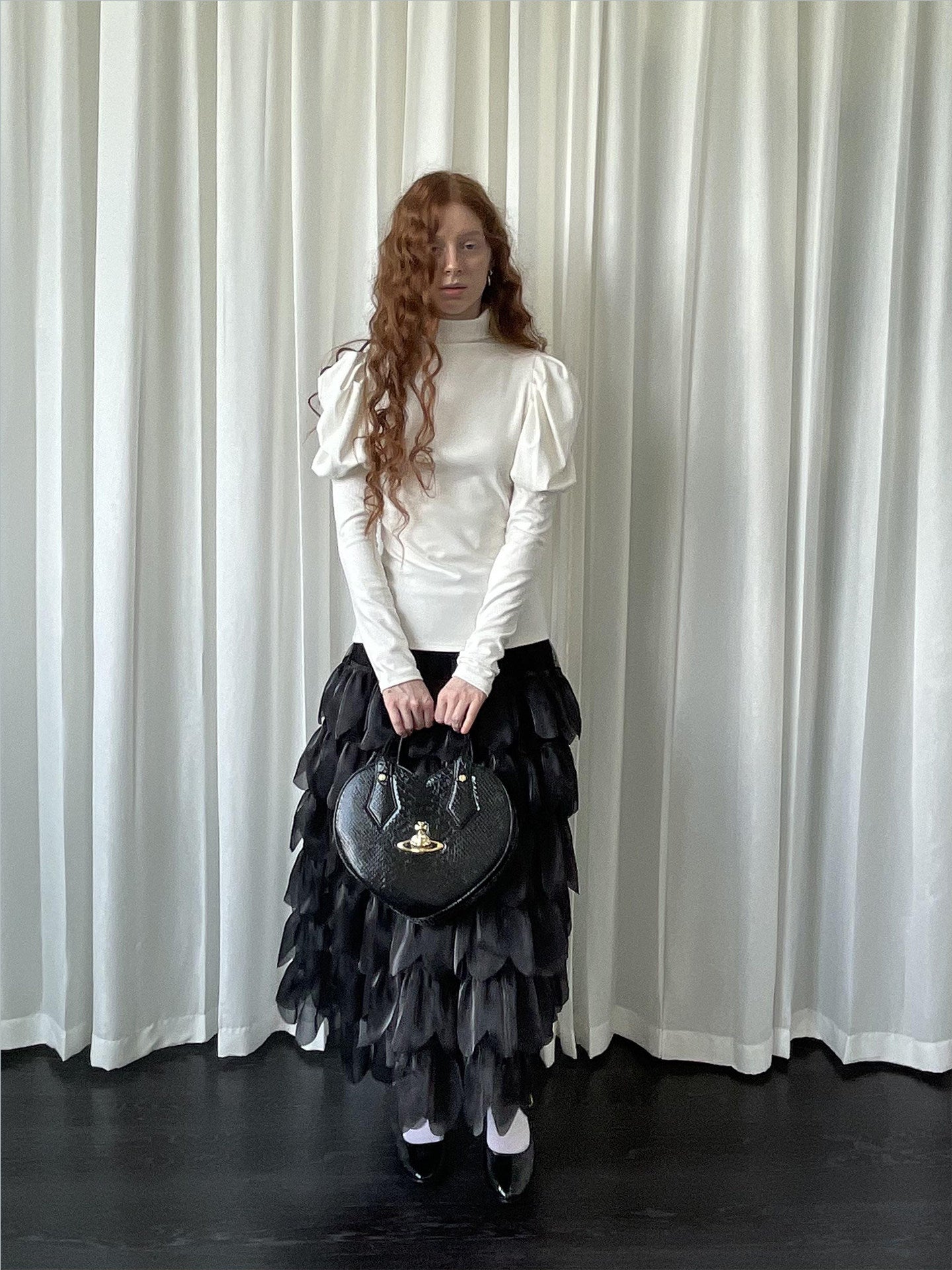 Puff sleeve knitted shirt