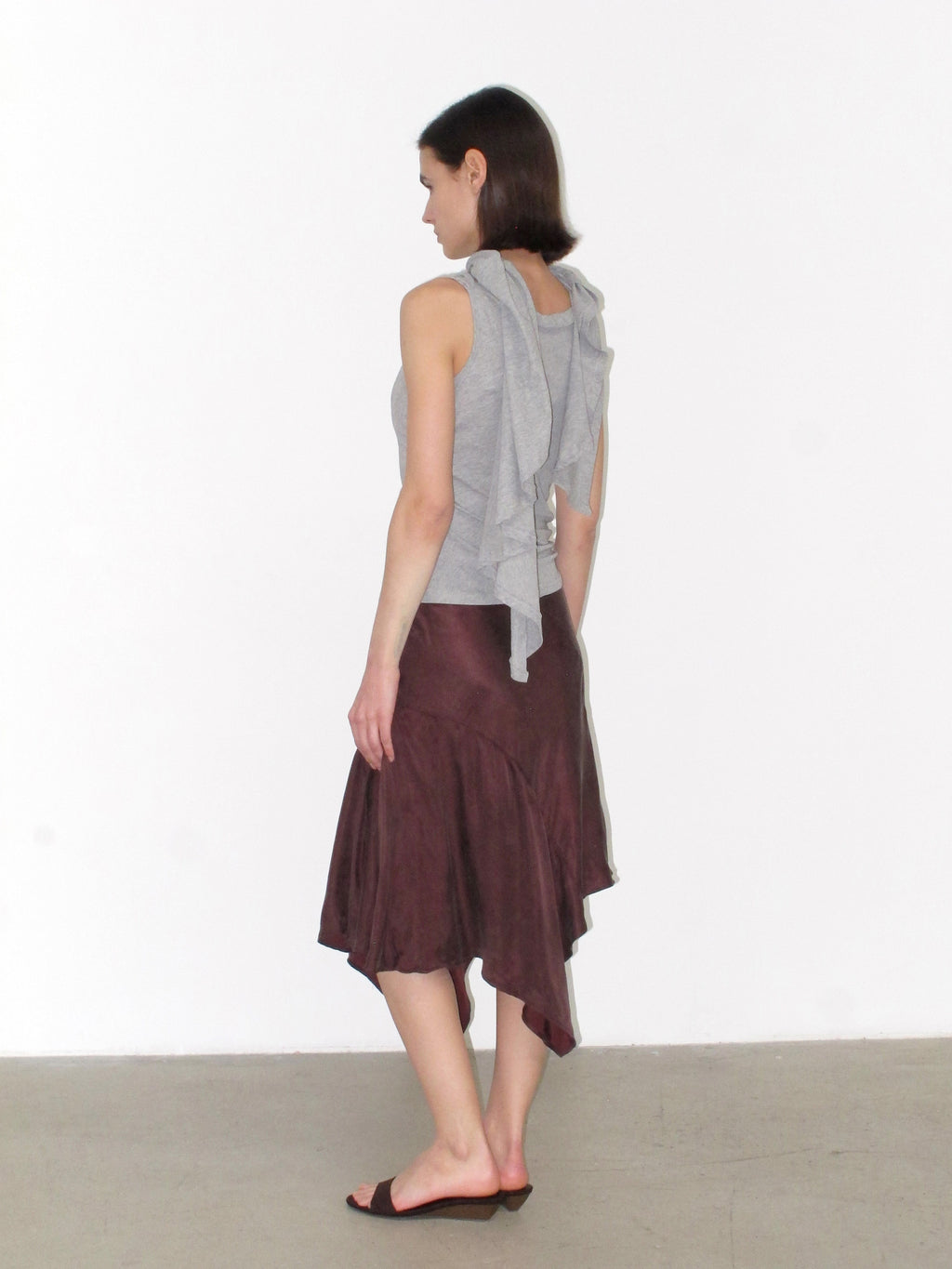 Irregular side slanted skirt