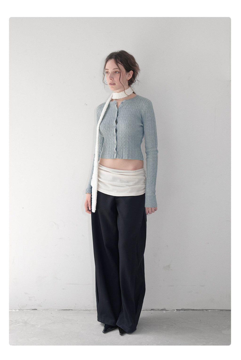 Acetate side seams and skirt layered wide-leg trousers