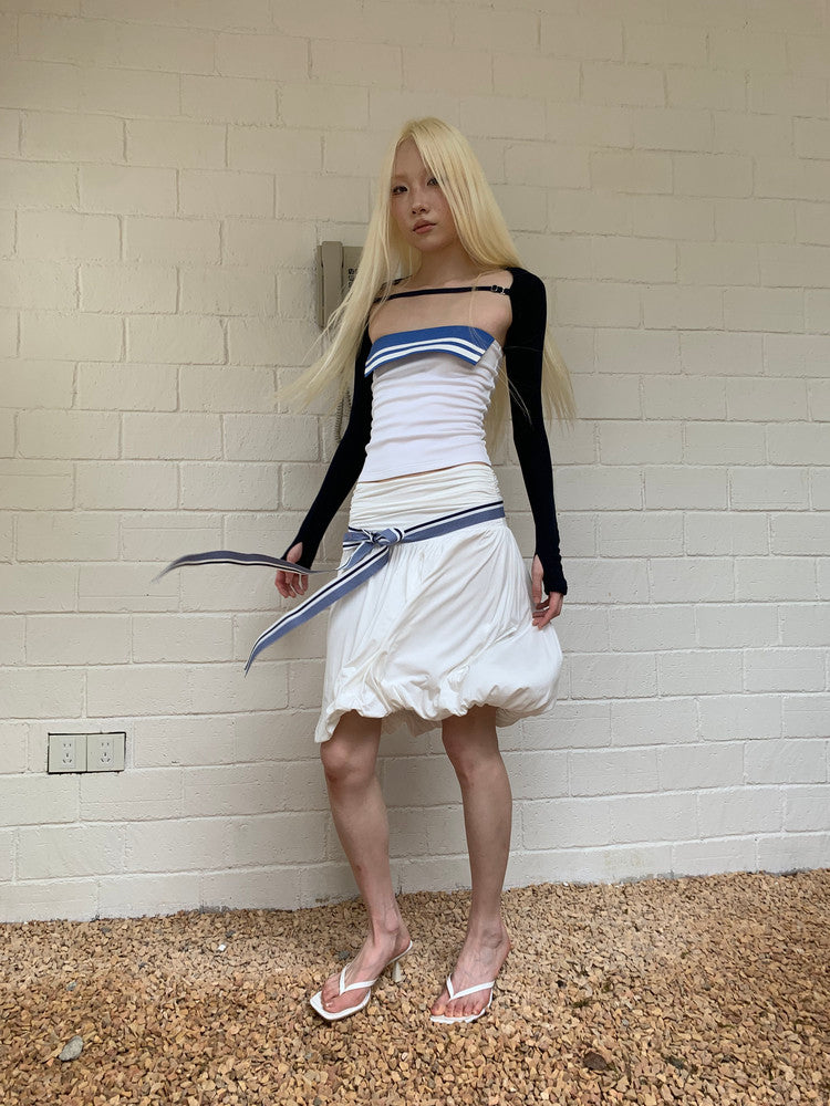 knitted pleated lantern balloon skirt
