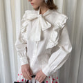 Bow Collar Lace-up Shirt