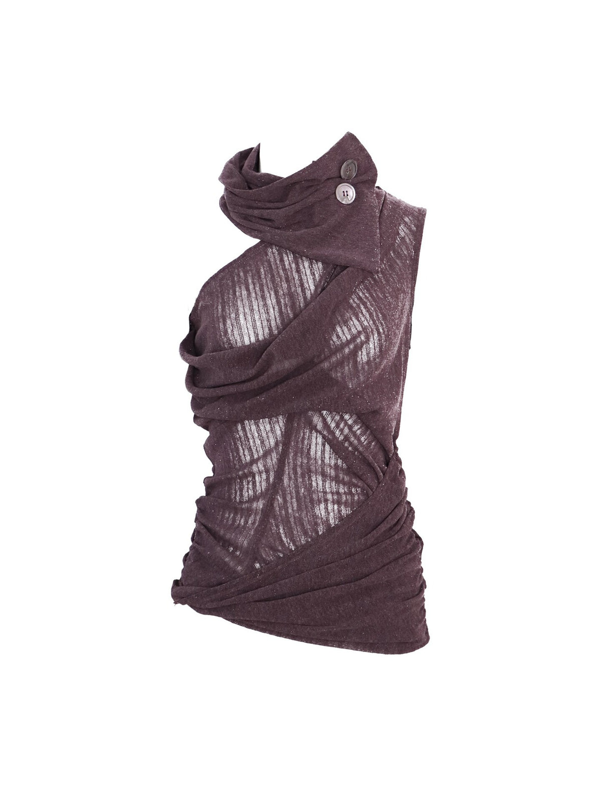 Ruched High Neck Knit Tank