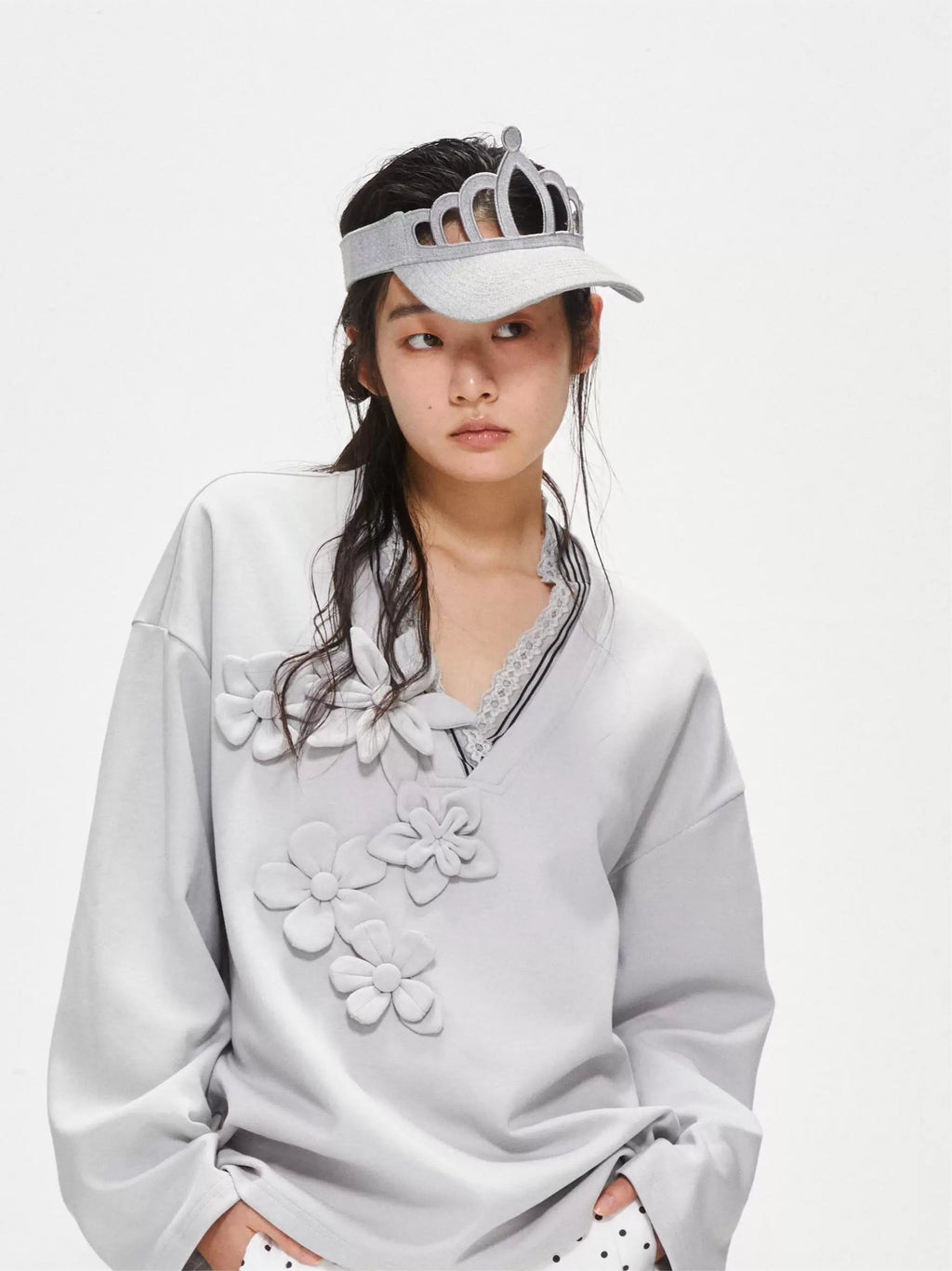 9266studio INS style crown-style bowler hat, summer sweet cool girl sun-blocking baseball cap