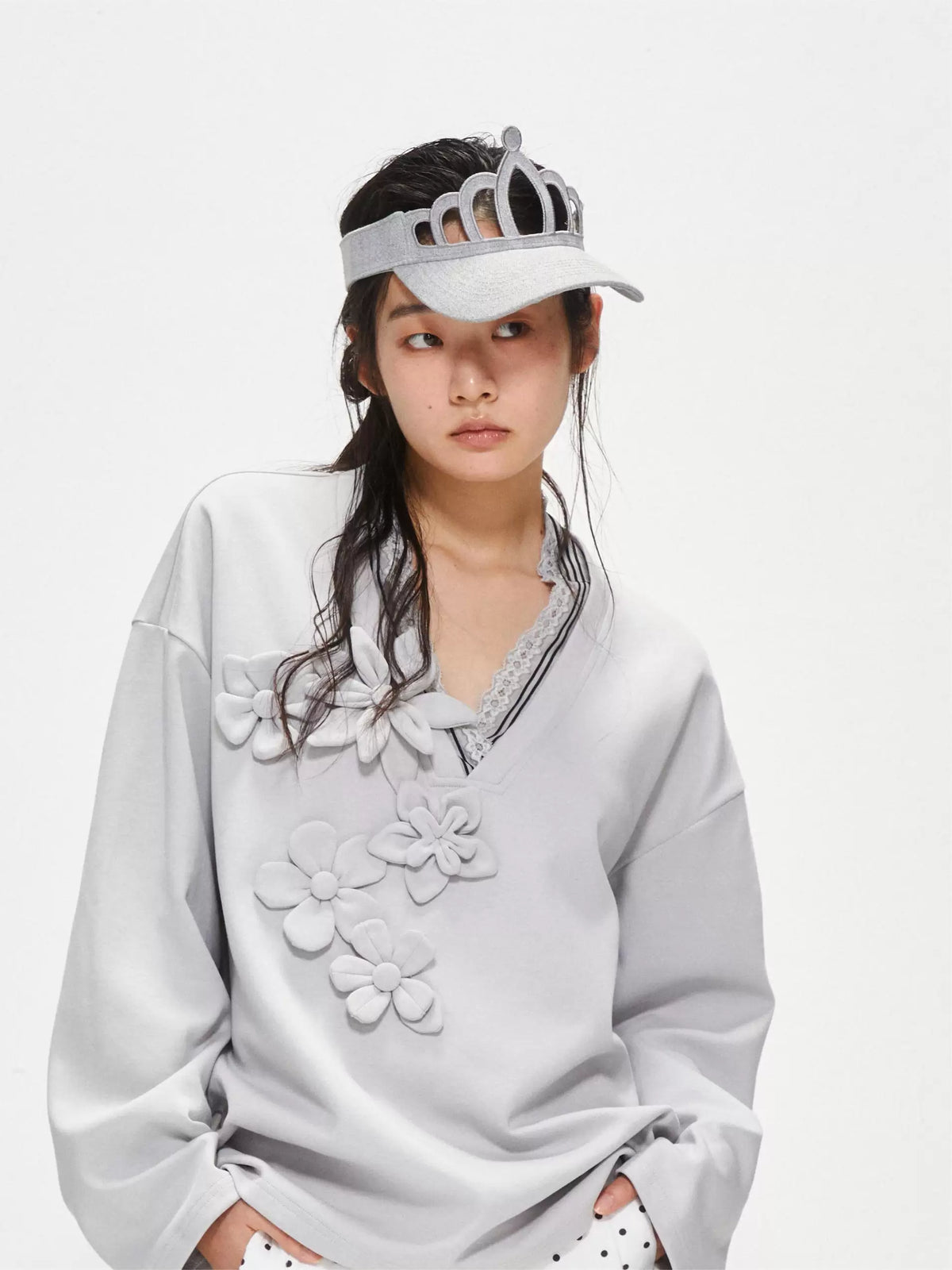 9266studio INS style crown-style bowler hat, summer sweet cool girl sun-blocking baseball cap