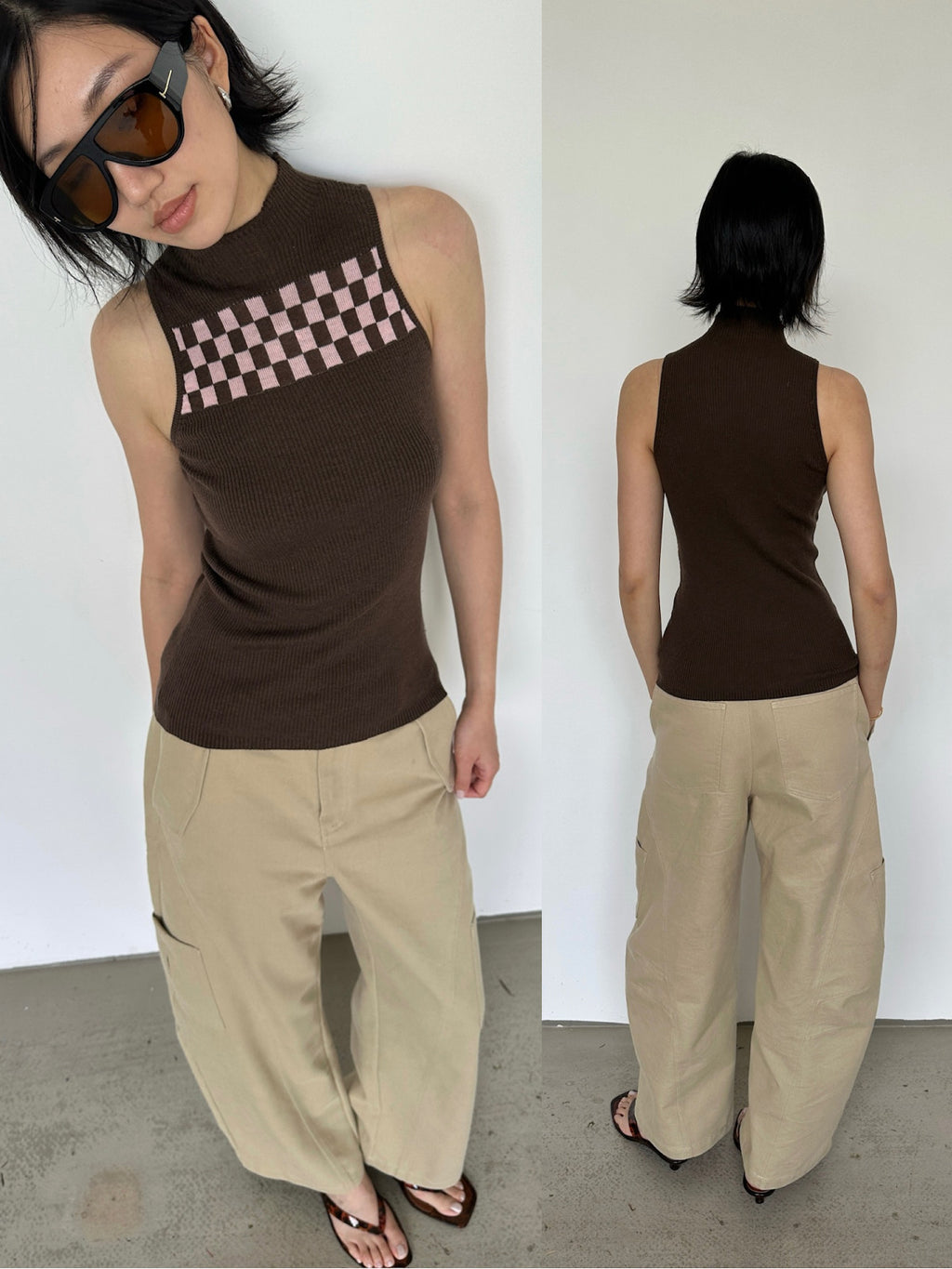 Cut-off knit tank top