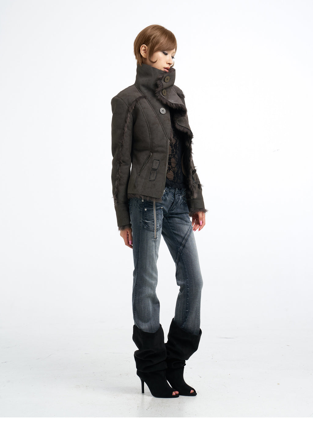 Faux Fur Collar Jacket