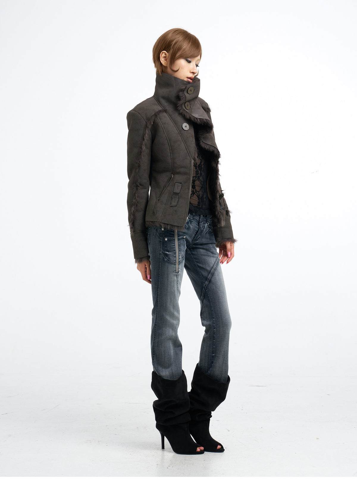 Faux Fur Collar Jacket