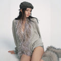 Faux Fur Collar Knit Cardigan