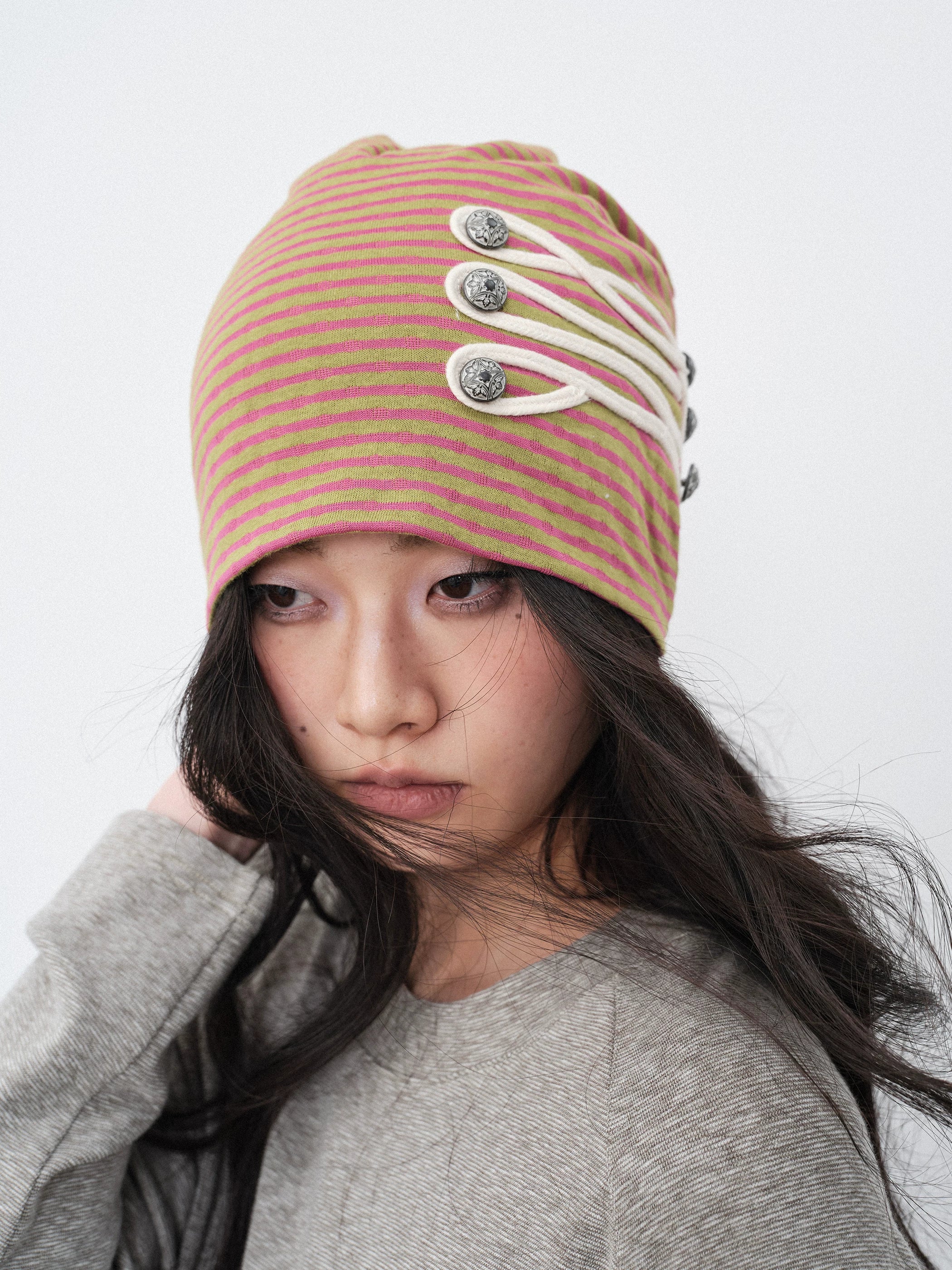 THELIGHT2026SS striped cold hat women's original retro pile hat orange medieval style spring and summer new model