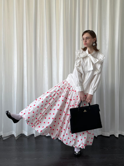 Bow Collar Lace-up Shirt