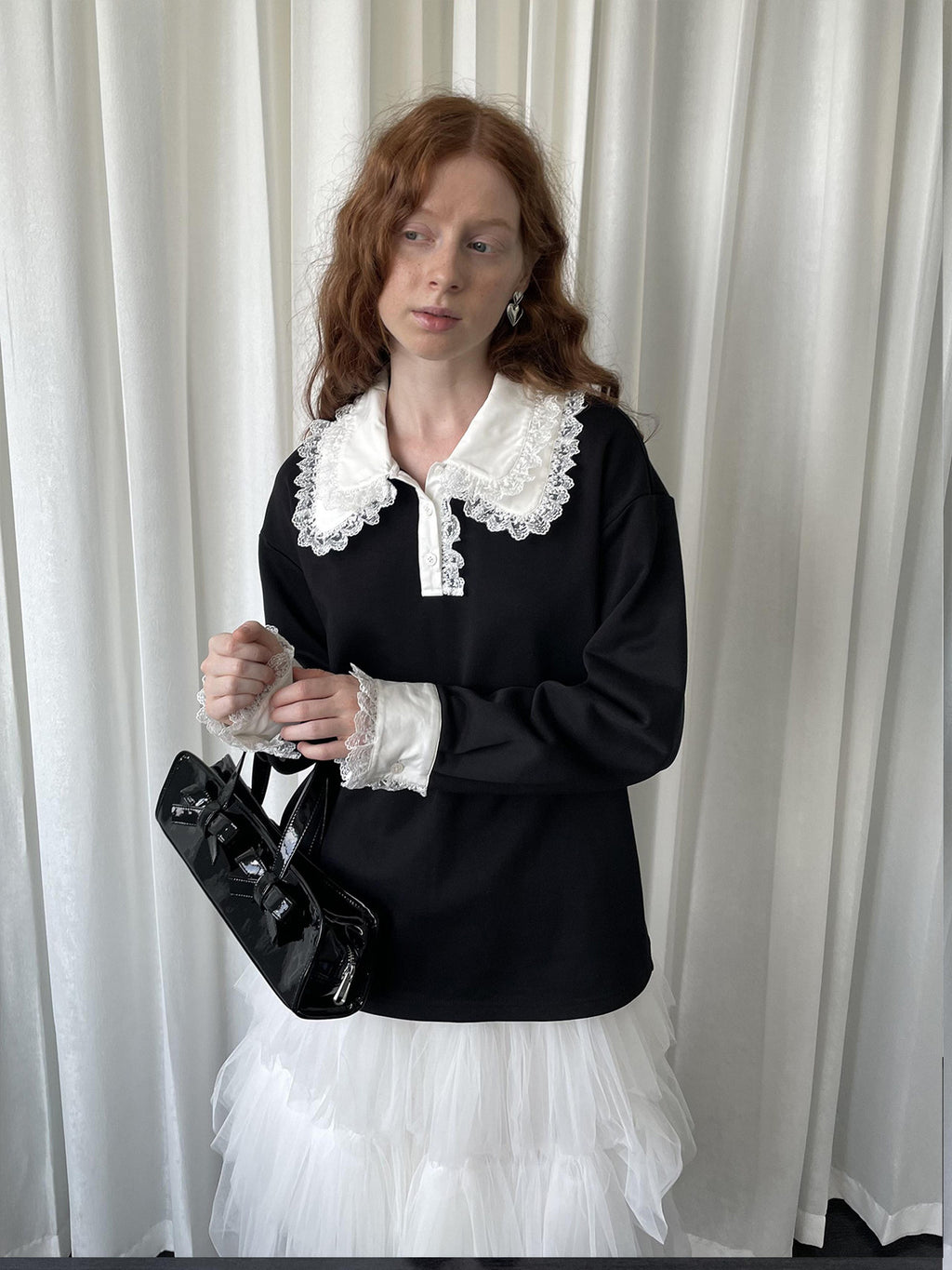 Lace black knitted