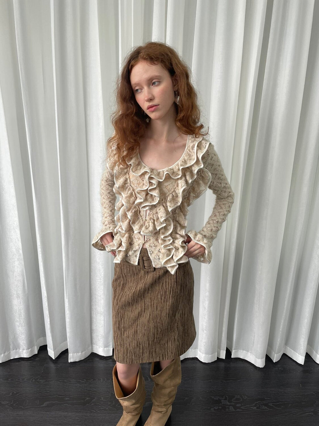 A-line skirt with a belt