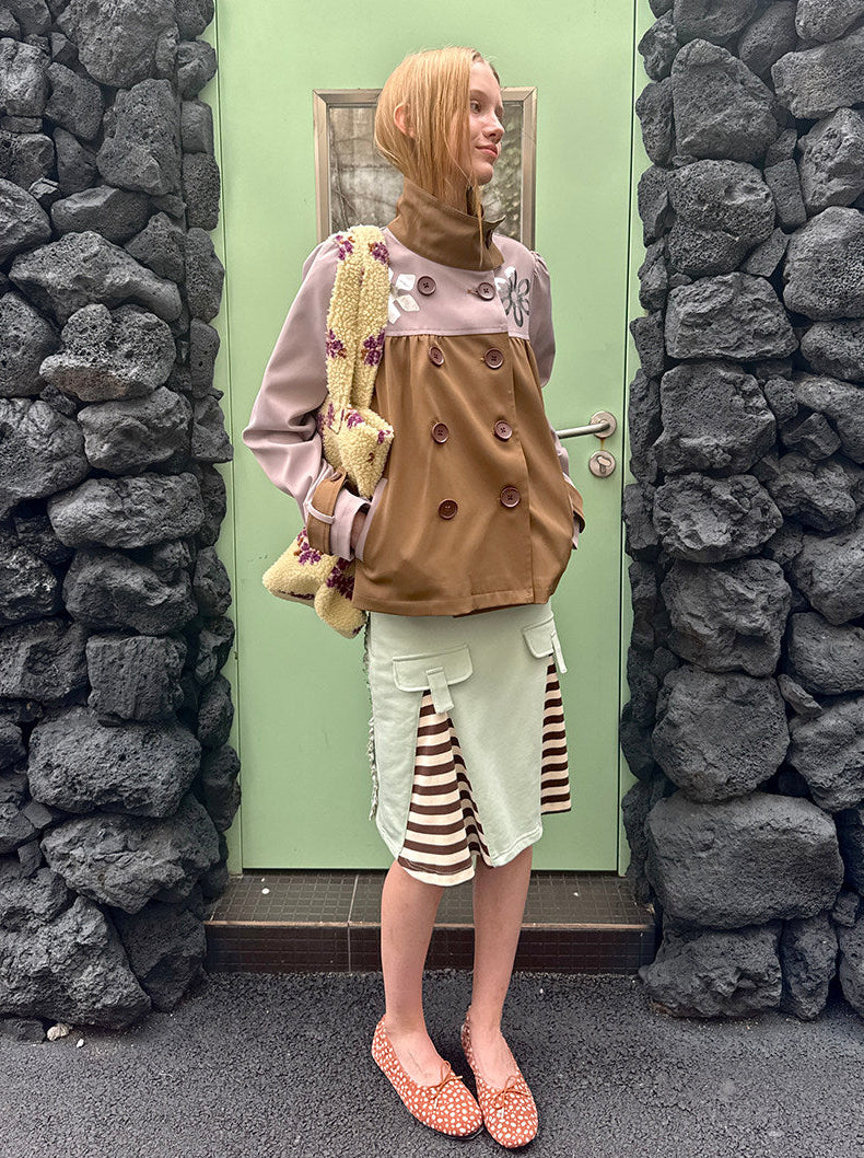 Striped lace casual skirt