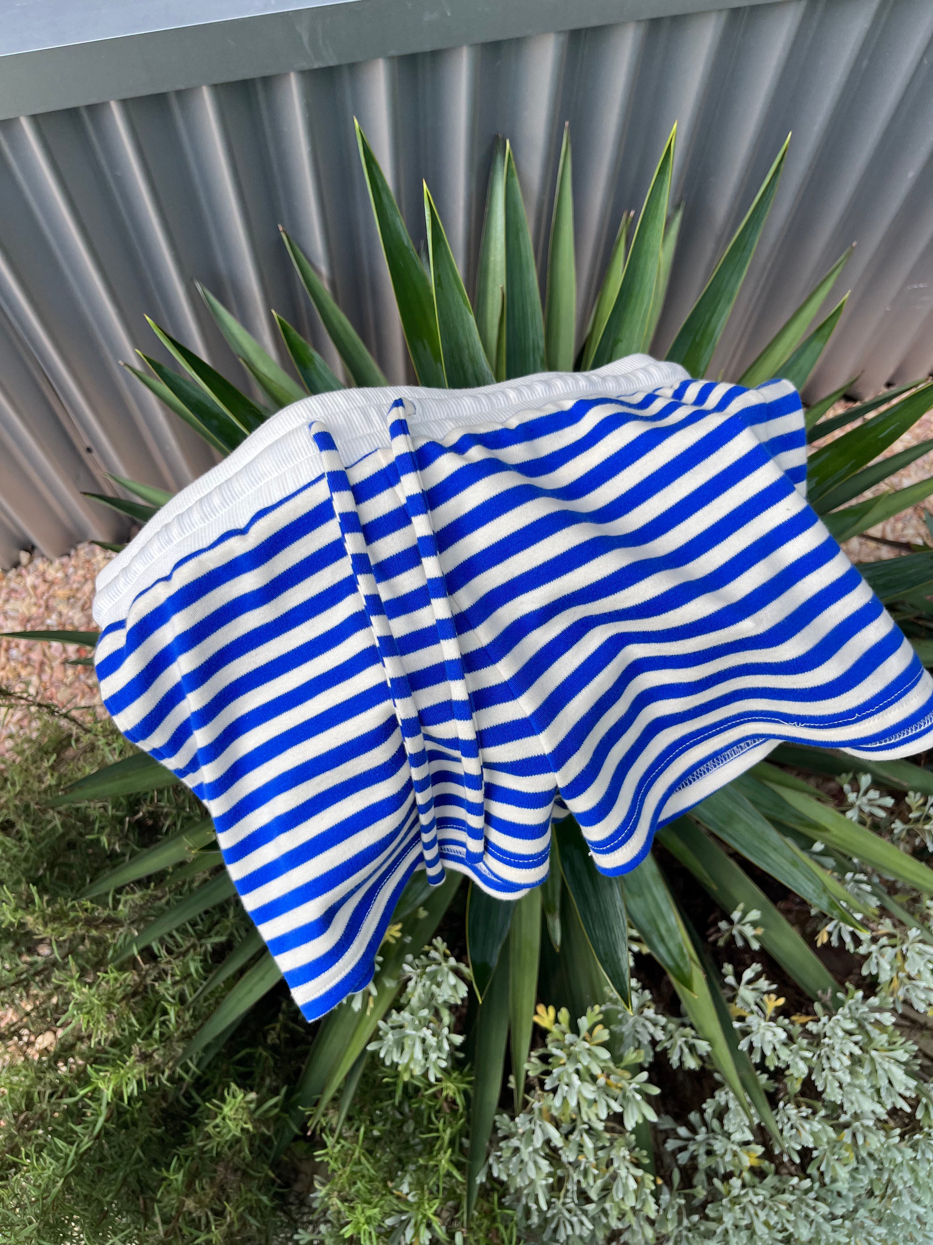 striped knit casual shorts