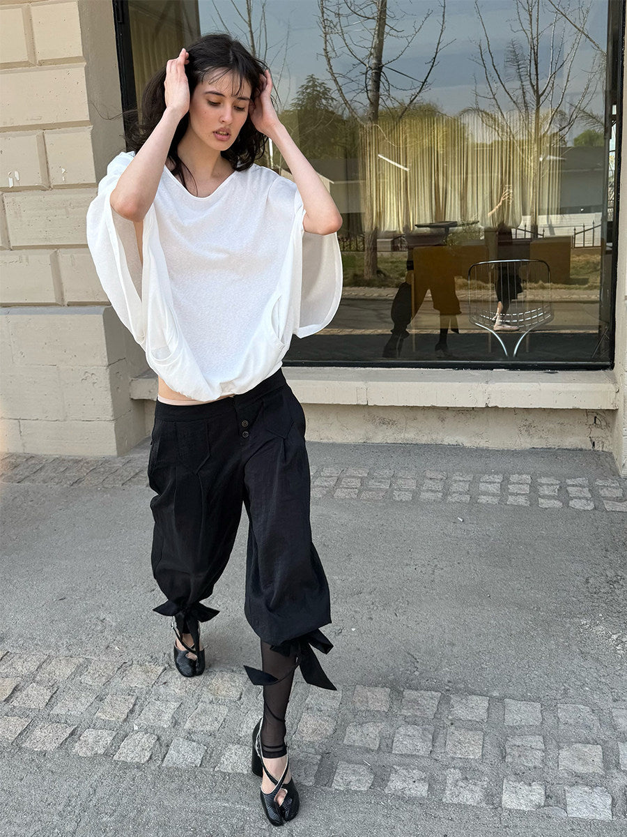 Bow tie low-rise pants