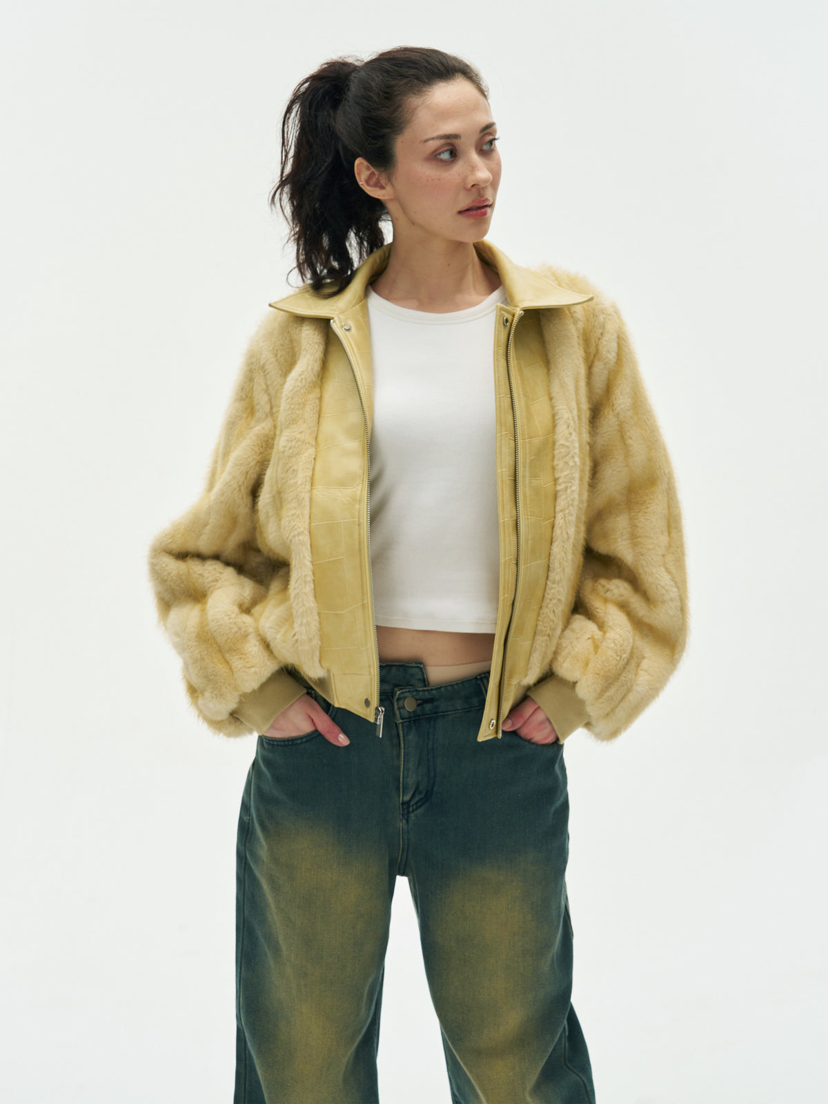 2Way Custard Faux Fur Jacket