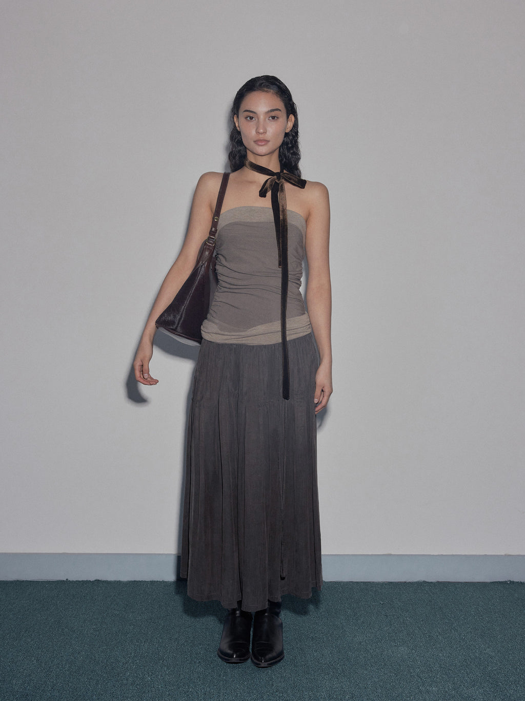 Matte Low-Saturation Patchwork Dress