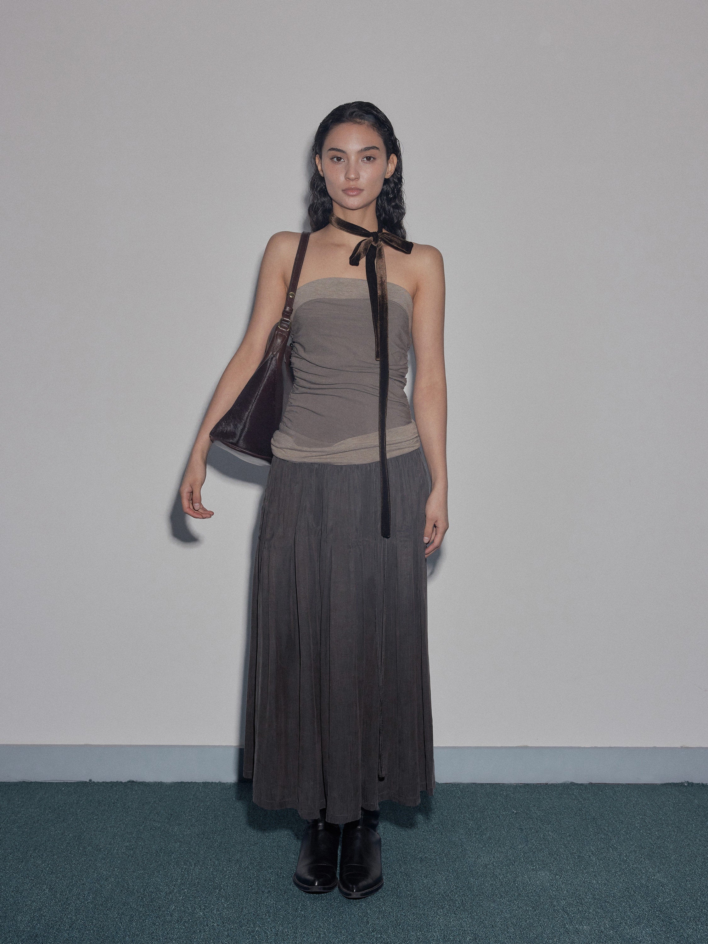 Matte Low-Saturation Patchwork Dress