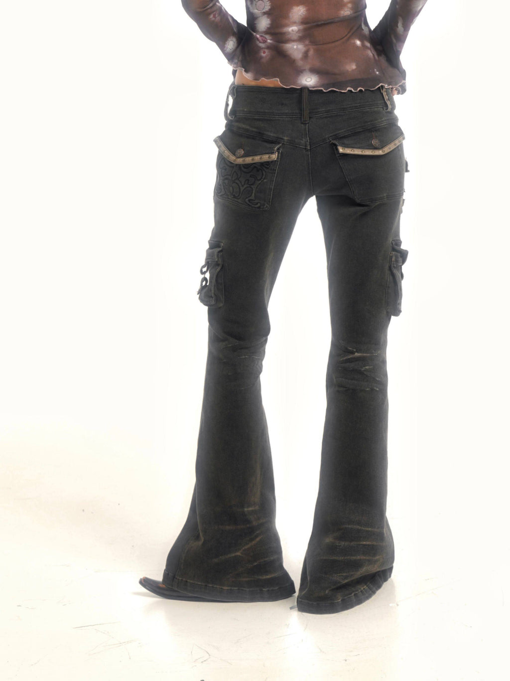 Cargo Pocket Flare Jeans