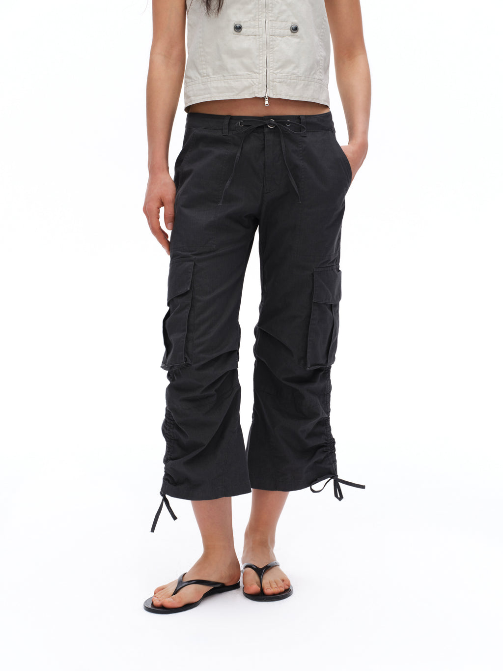 Low-Waist Pleated Pants