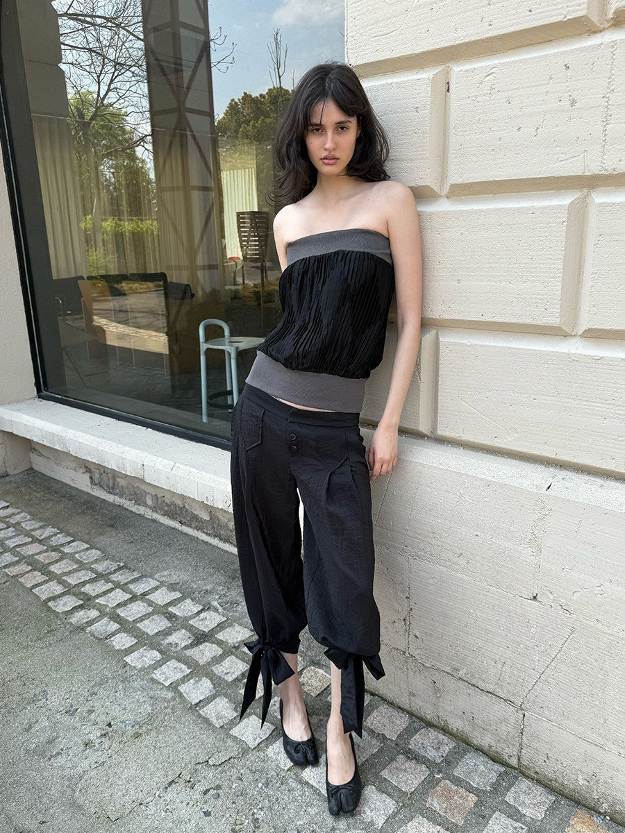 Bow tie low-rise pants