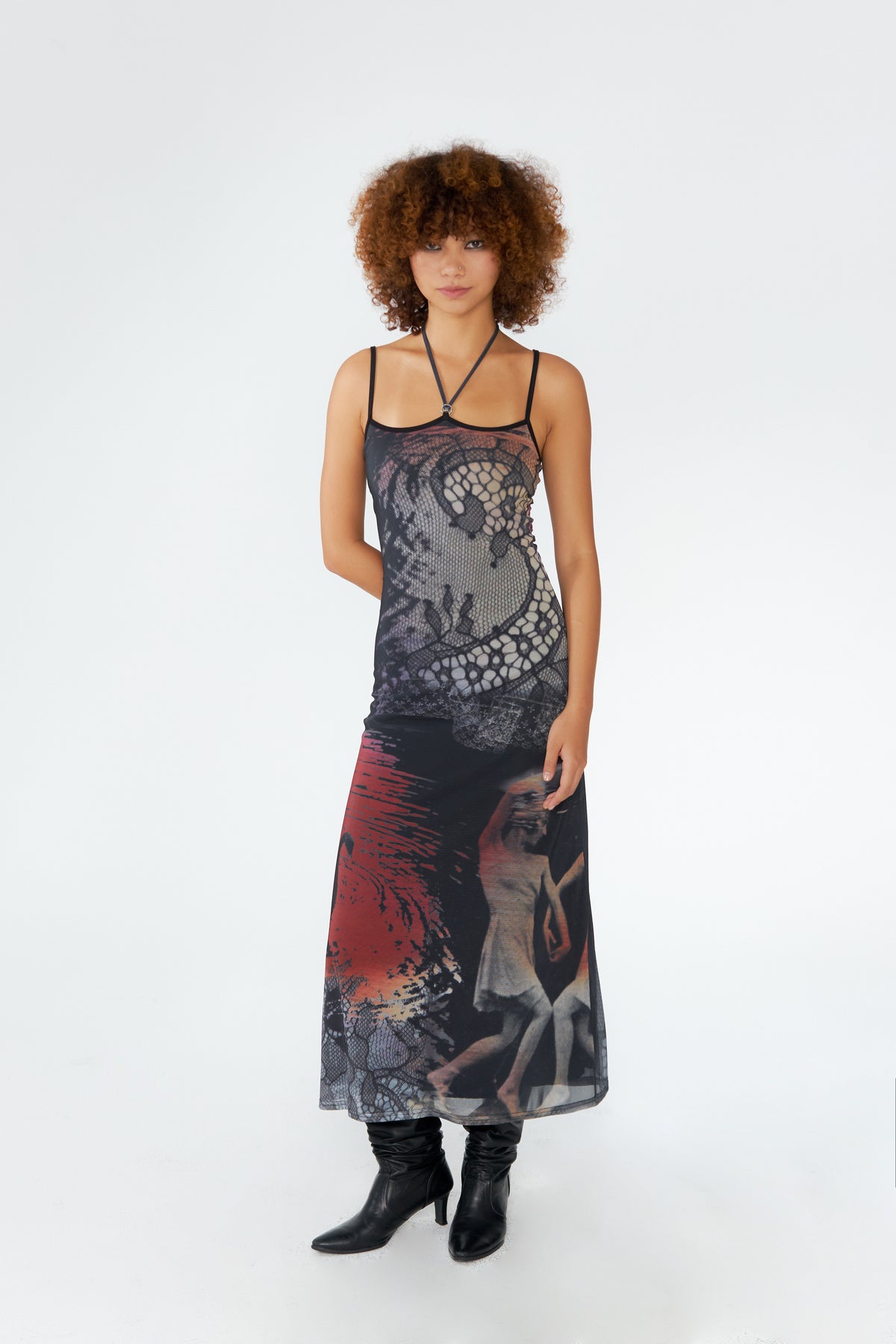 Swan Print Two-Piece Dress