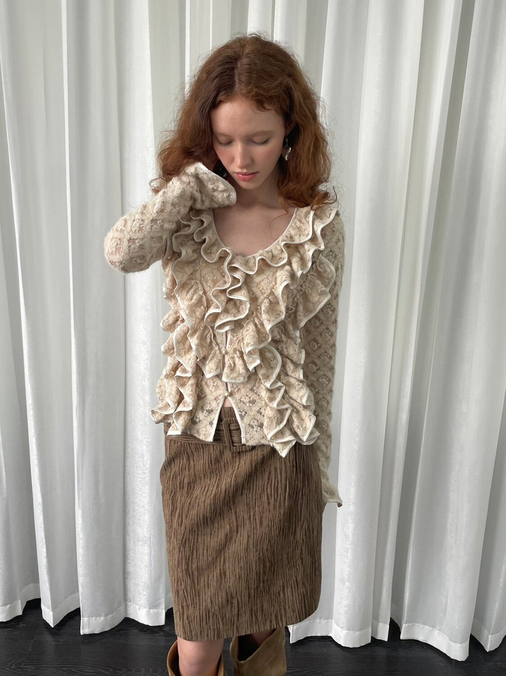 Multi-lace cardigan shirt