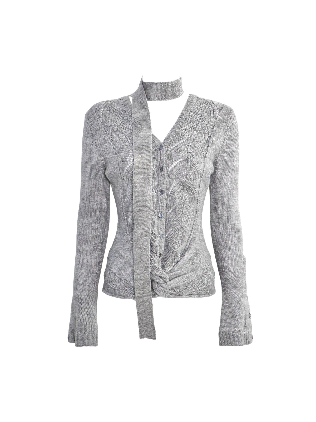 Pointelle V-Neck Knit